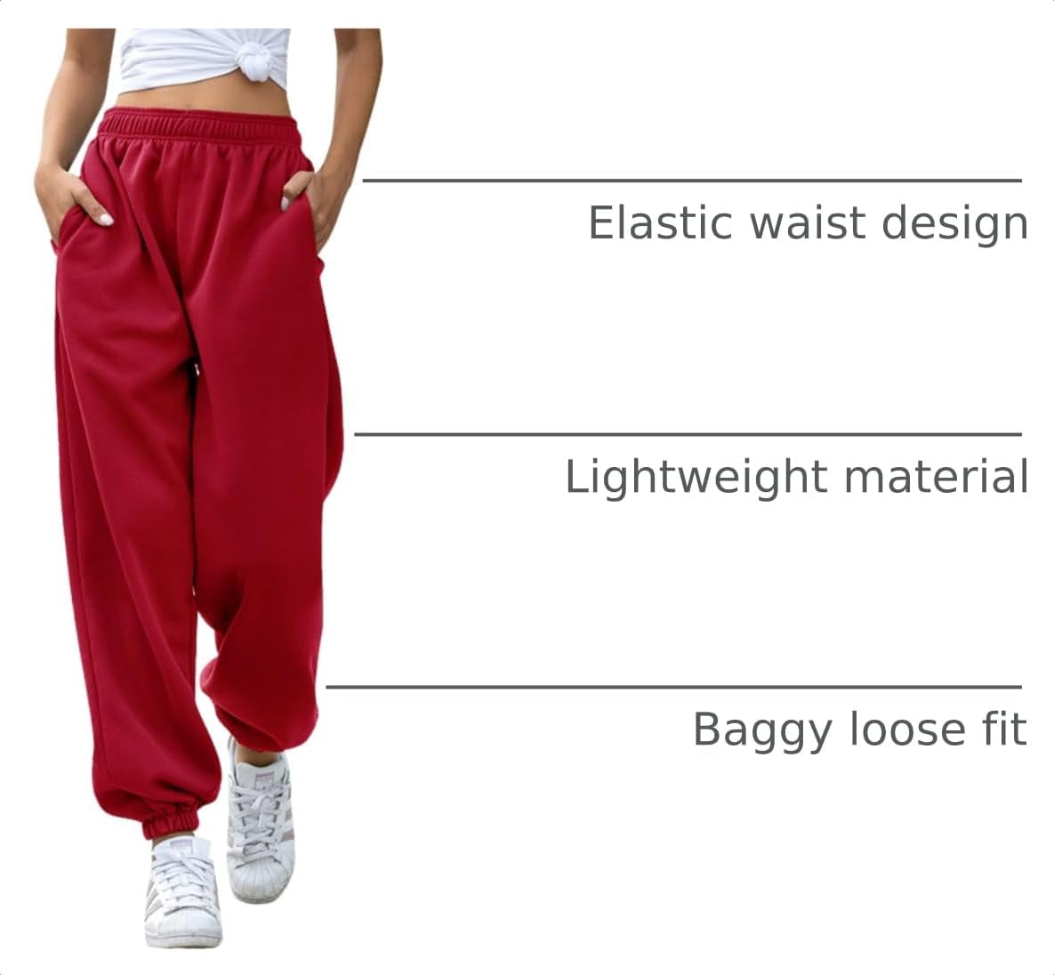 Women'S Baggy Sweatpants High Waisted Fleece Cotton Sweat Pants