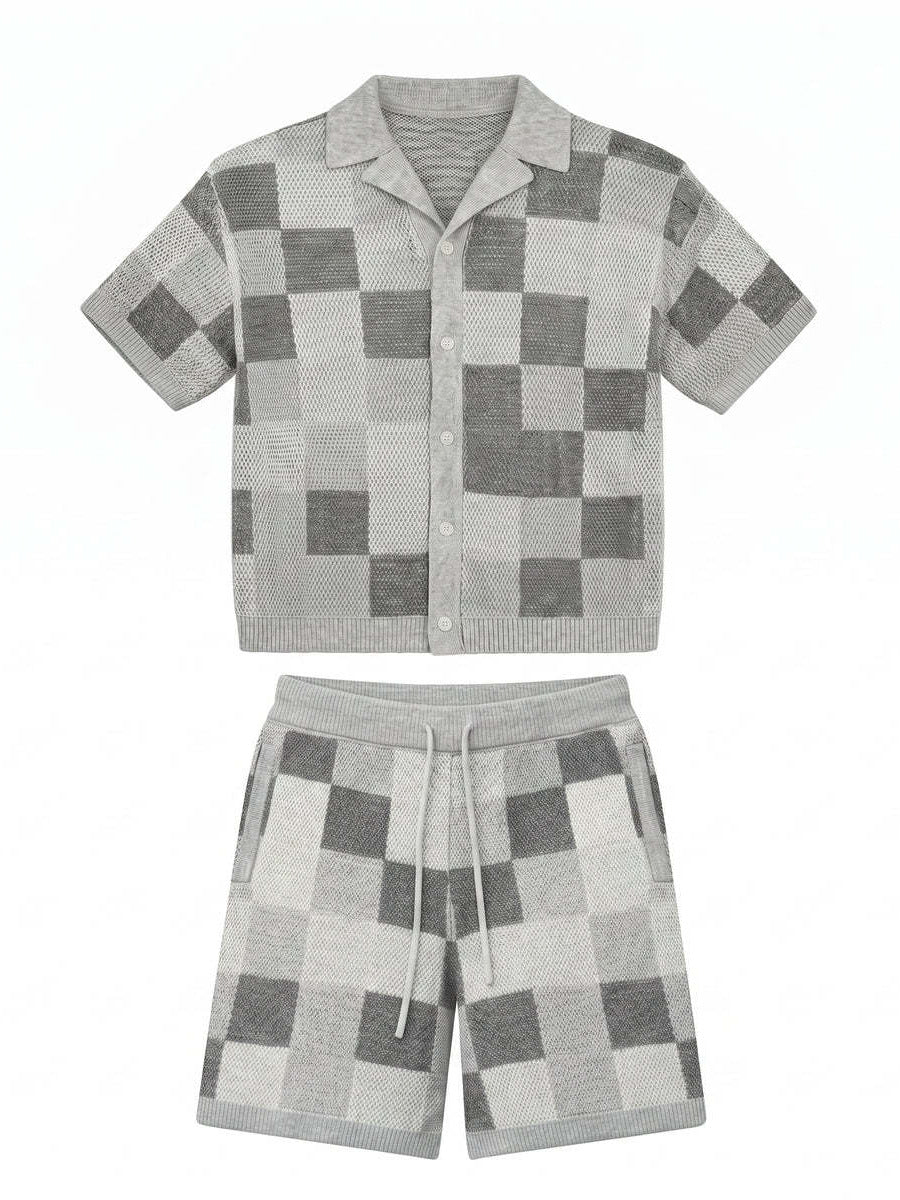Conjunto Masculino de Camisa de Malha Manga Curta e Shorts