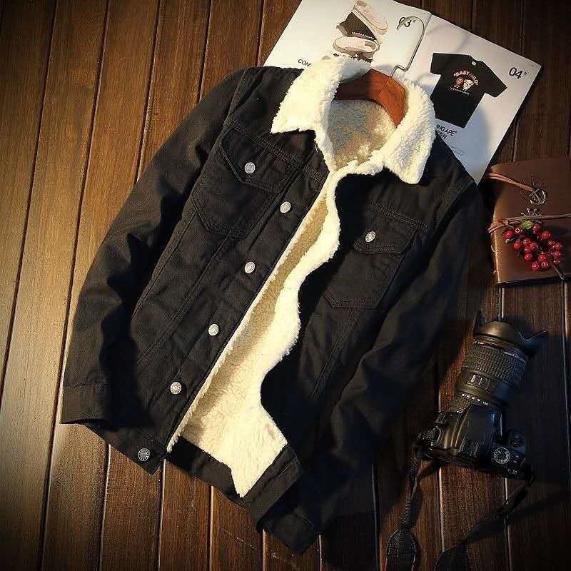 Winter insulated denim jacket