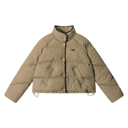 Stand Collar Drawstring Cotton Coat