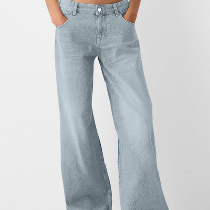 Womens High Waist Wide Leg Denim Jeans