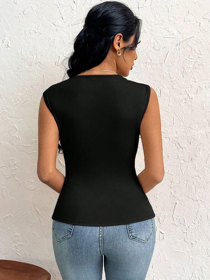 Womens Diagonal Collar Slim Tshirt