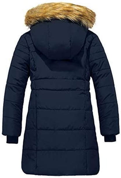 Girls' Long Winter Coat Waterproof Warm Puffer Jacket Hooded Parka | 5000Mm Waterproof, Hood with Removable Faux Fur, Machine Washable, Windproof, for Daily, Snow, School, Outdoor