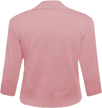 Women's 3/4 Sleeve Cropped Cardigan Sweater Jacket - Lightweight Open Front Bolero Shrug for Dresses