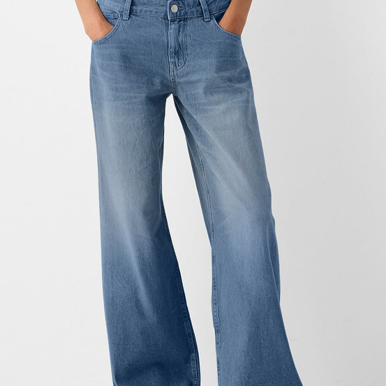 Womens High Waist Wide Leg Denim Jeans