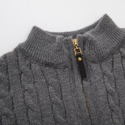 Sweaters for Men Cable Knit Crew Neck Top Long Sleeve Dressy Casual Fall and Winter Quarter Zip Pullover Sweater