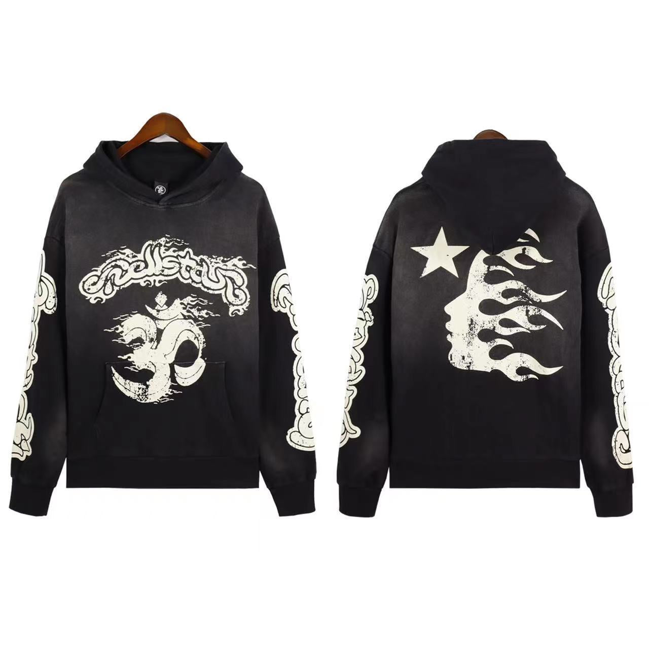 Vintage Print Hooded Sweatshirt