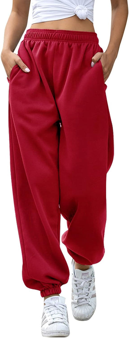 Women'S Baggy Sweatpants High Waisted Fleece Cotton Sweat Pants