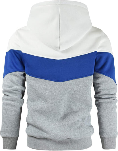 Men'S Novelty Color Block Pullover Fleece Hoodie Casual Sweatshirt