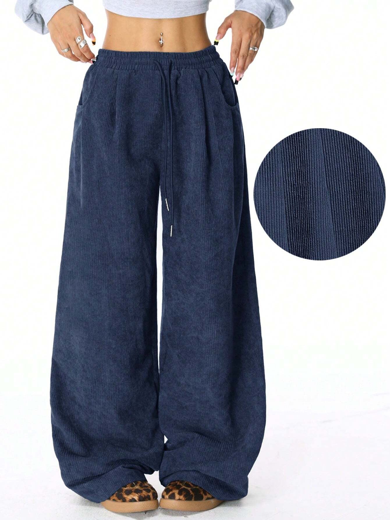 Drawstring wide-leg pants