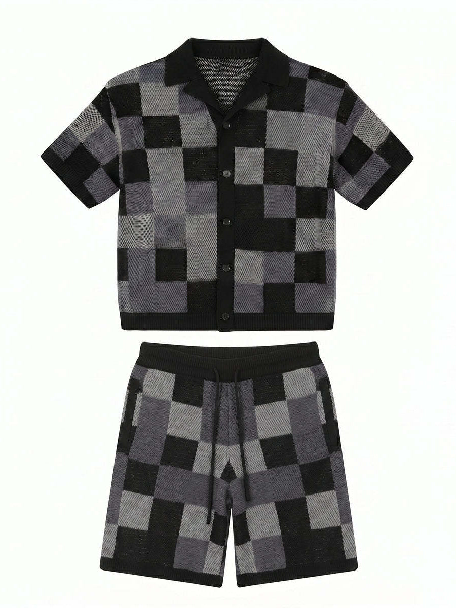 Conjunto Masculino de Camisa de Malha Manga Curta e Shorts