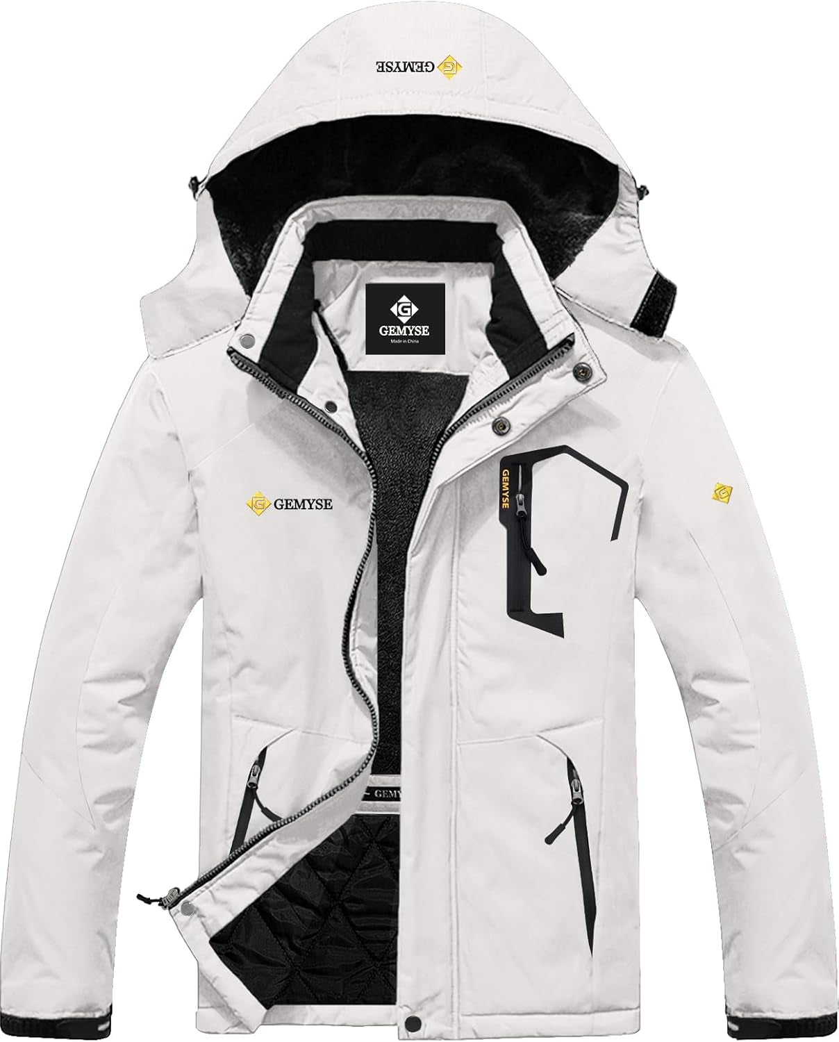 Men'S Waterproof Ski Jacket Winter Snow Coat with Detachable Hood | Windproof, Fleece-Lined, Warm, Multiple Pockets, for Snowboarding and Cold Weather, Rain Jacket