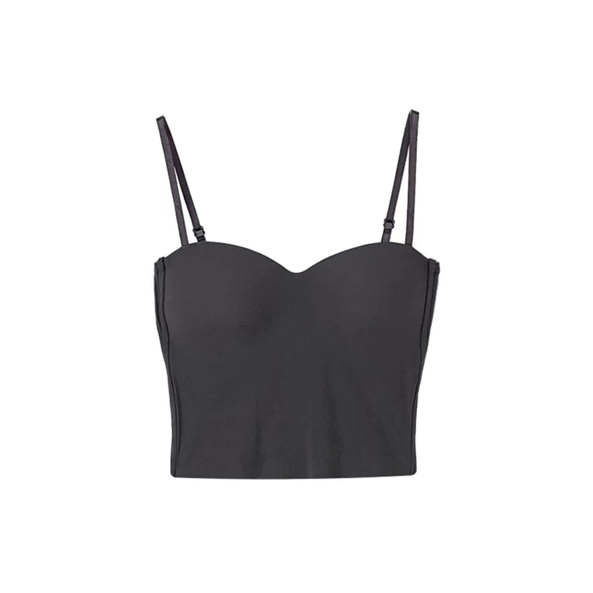 Womens Ice Silk Strapless Camisole with Fixed Cups