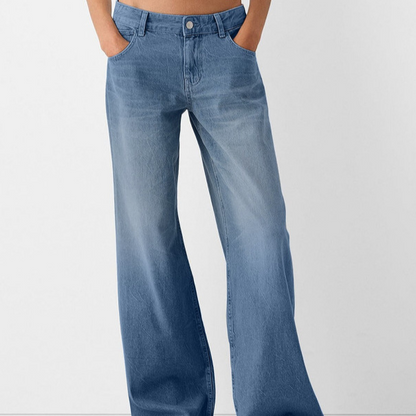 Womens High Waist Wide Leg Denim Jeans