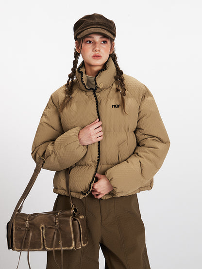 Stand Collar Drawstring Cotton Coat