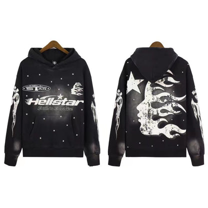 Vintage Print Hooded Sweatshirt