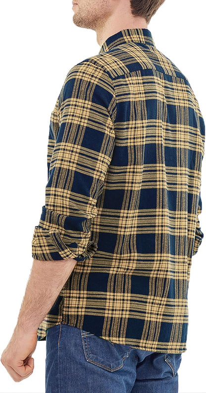 ® 6 Oz Flannel Shirt for Men Cotton Casual Button down Long Sleeve | 100% Cotton Flannel Cozy Vintage Work One Pocket Plaid Soft Lightweight Warm Easy Care Regular Fit Mens Fall Shirts