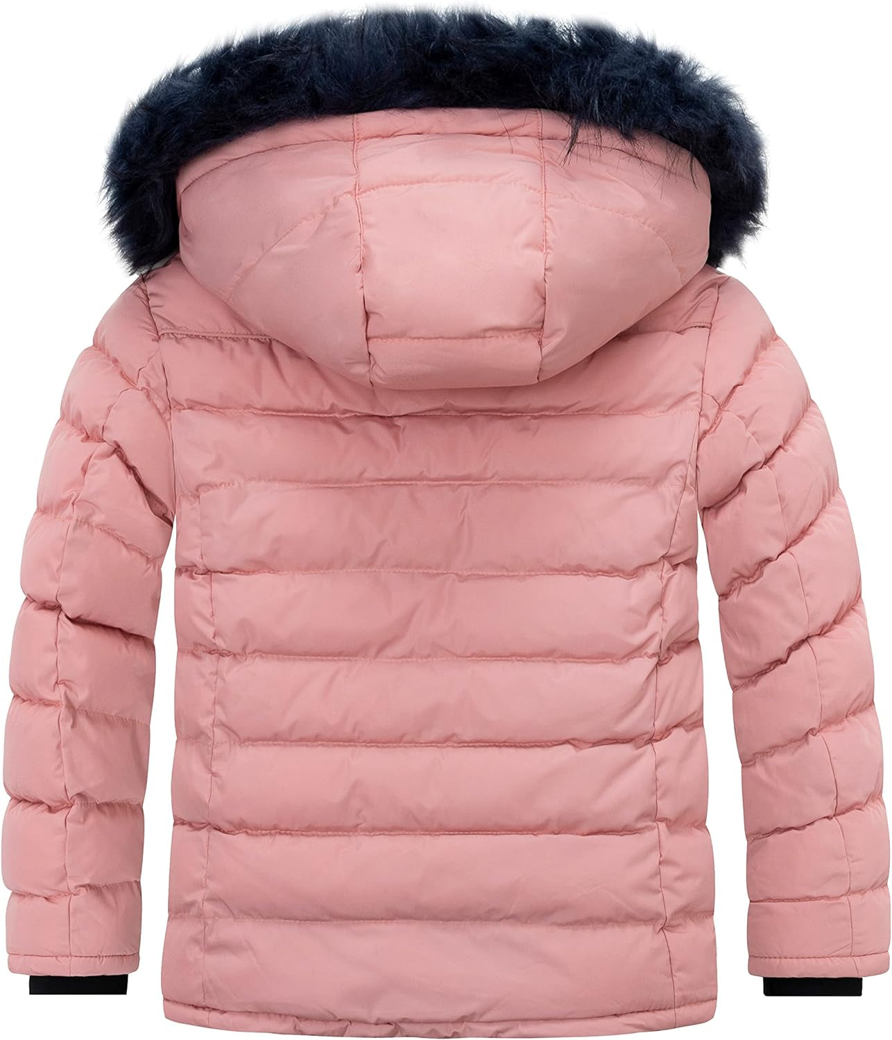Girls' Puffer Jacket Soft Fleece Lined Warm Hooded Winter Coat | Waterproof 3000Mm,Windproof,Removable Faux Fur Hood,Thicken Insulation,Zip Pockets,Winter Daily Wear or School Commutes