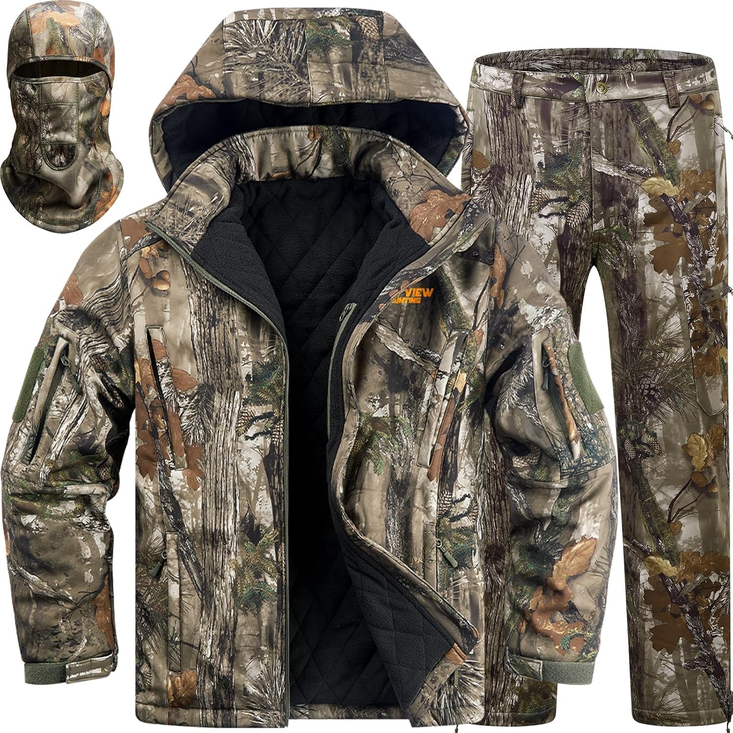 Insulated Hunting Clothes for Men Cold Weather, Warm Camo Hunting Jacket and Pants, Hunting Suit for Deer Duck Hunts