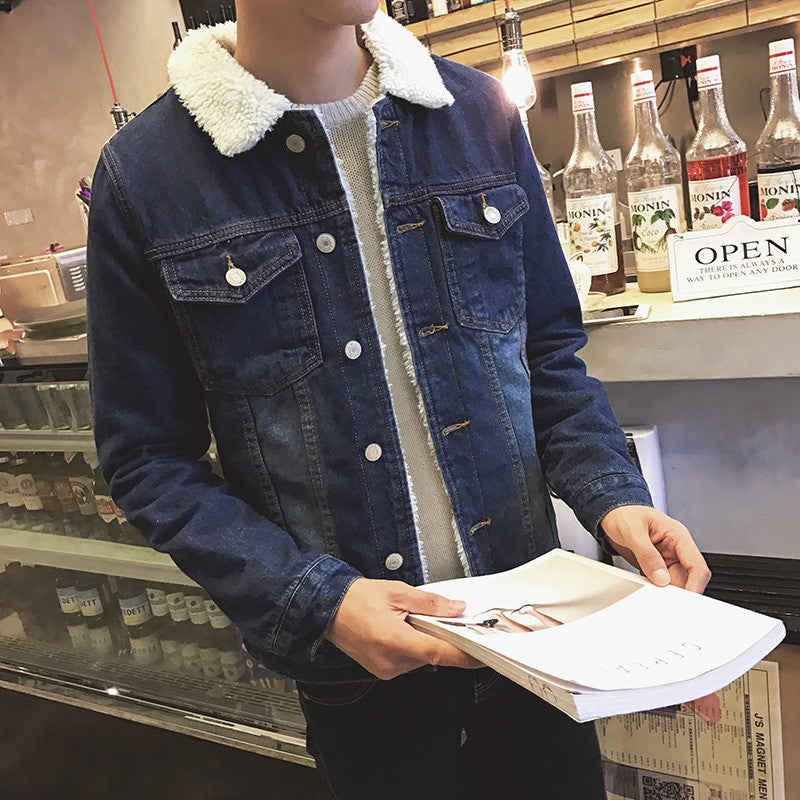 Winter insulated denim jacket