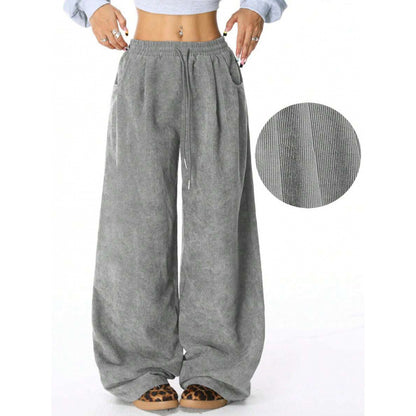 Drawstring wide-leg pants