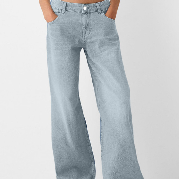 Womens High Waist Wide Leg Denim Jeans