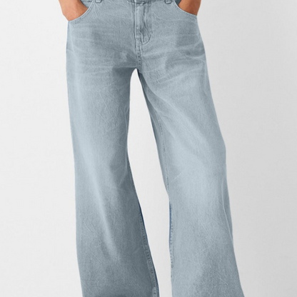 Womens High Waist Wide Leg Denim Jeans