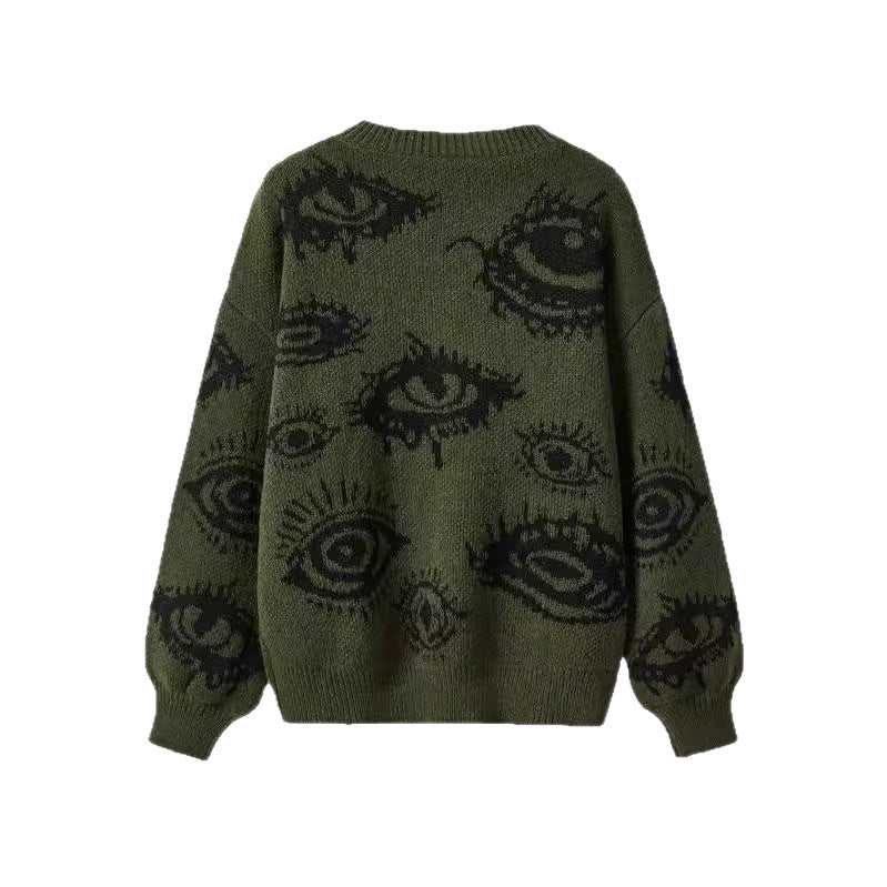 Geometric Print Loose Fit Knit Sweater