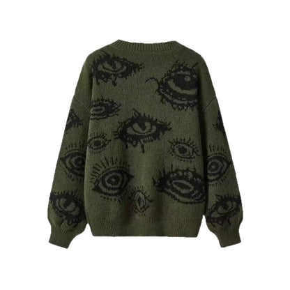Geometric Print Loose Fit Knit Sweater