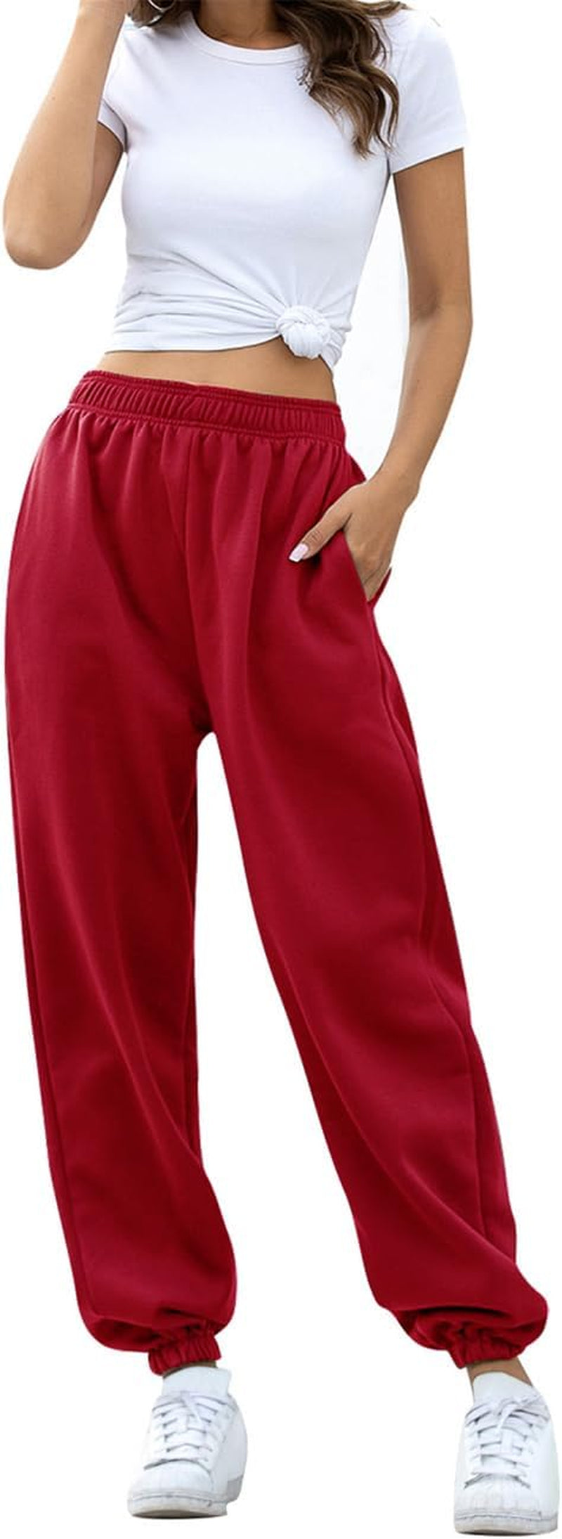 Women'S Baggy Sweatpants High Waisted Fleece Cotton Sweat Pants