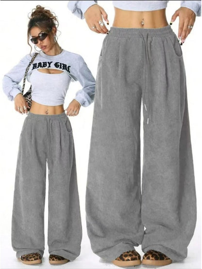 Drawstring wide-leg pants