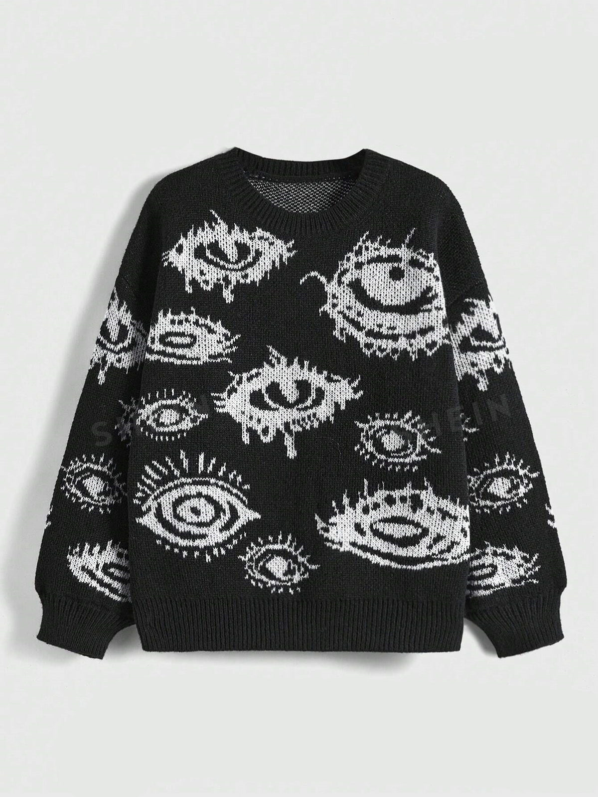 Geometric Print Loose Fit Knit Sweater