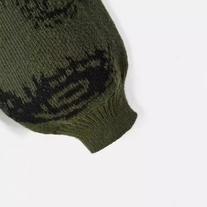 Geometric Print Loose Fit Knit Sweater