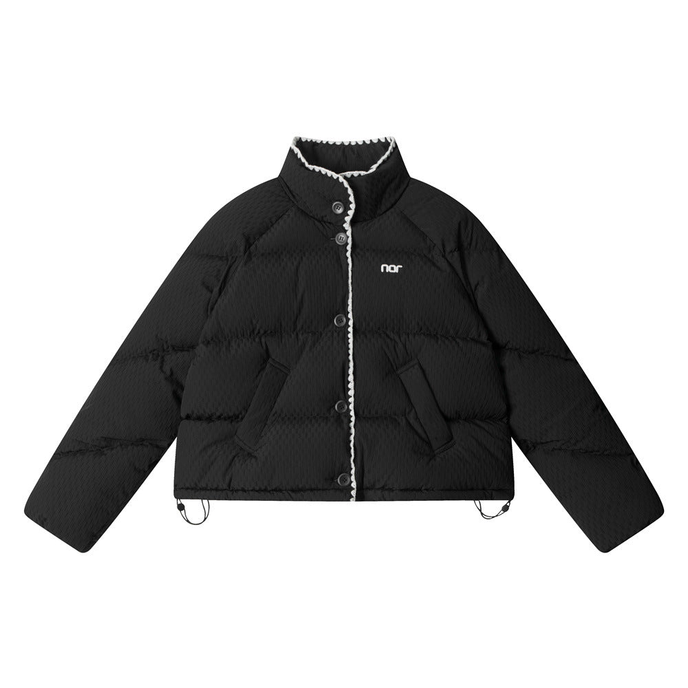 Stand Collar Drawstring Cotton Coat