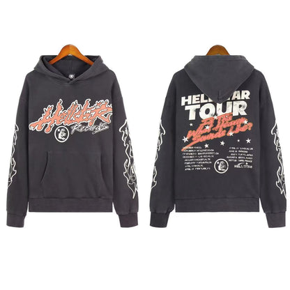 Vintage Print Hooded Sweatshirt