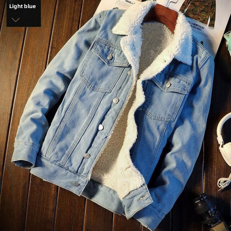 Winter insulated denim jacket