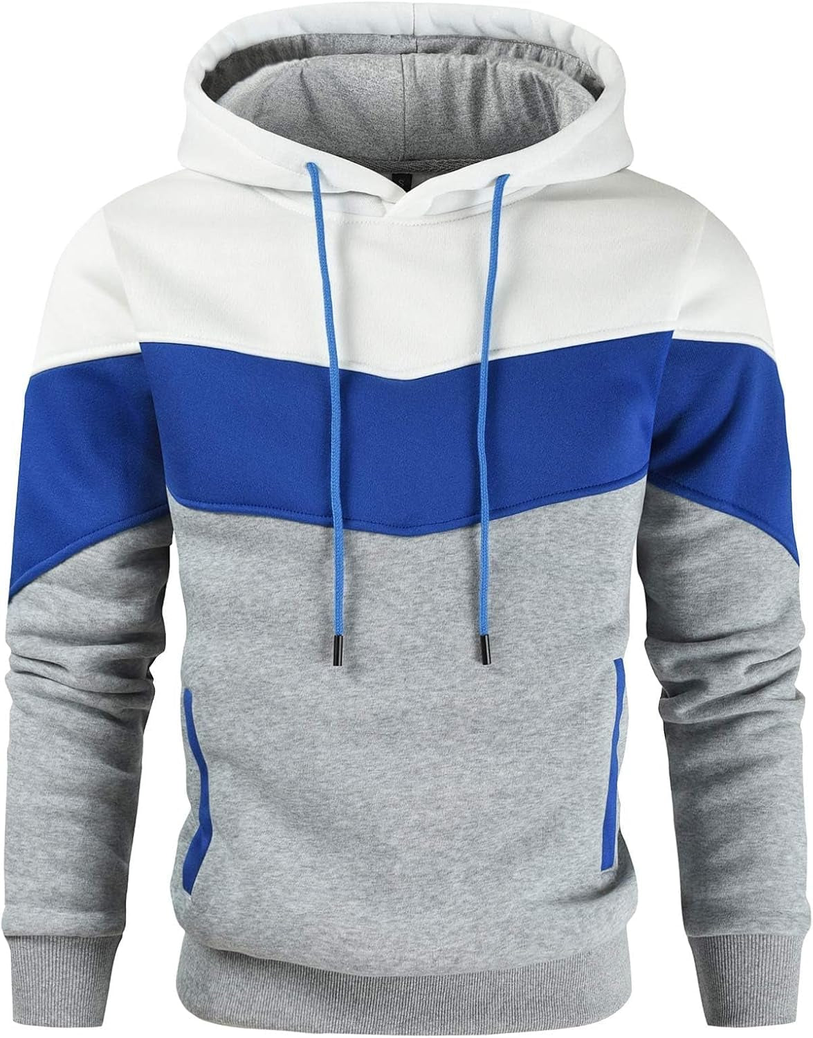 Men'S Novelty Color Block Pullover Fleece Hoodie Casual Sweatshirt