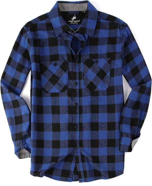 Mens Button down Regular Fit Long Sleeve Casual Flannel Shirts | Soft Washed Cotton Blend,Dual Buttoned Storage Pockets,Multi-Season Wear,Washable,Nice Present for Male Relatives