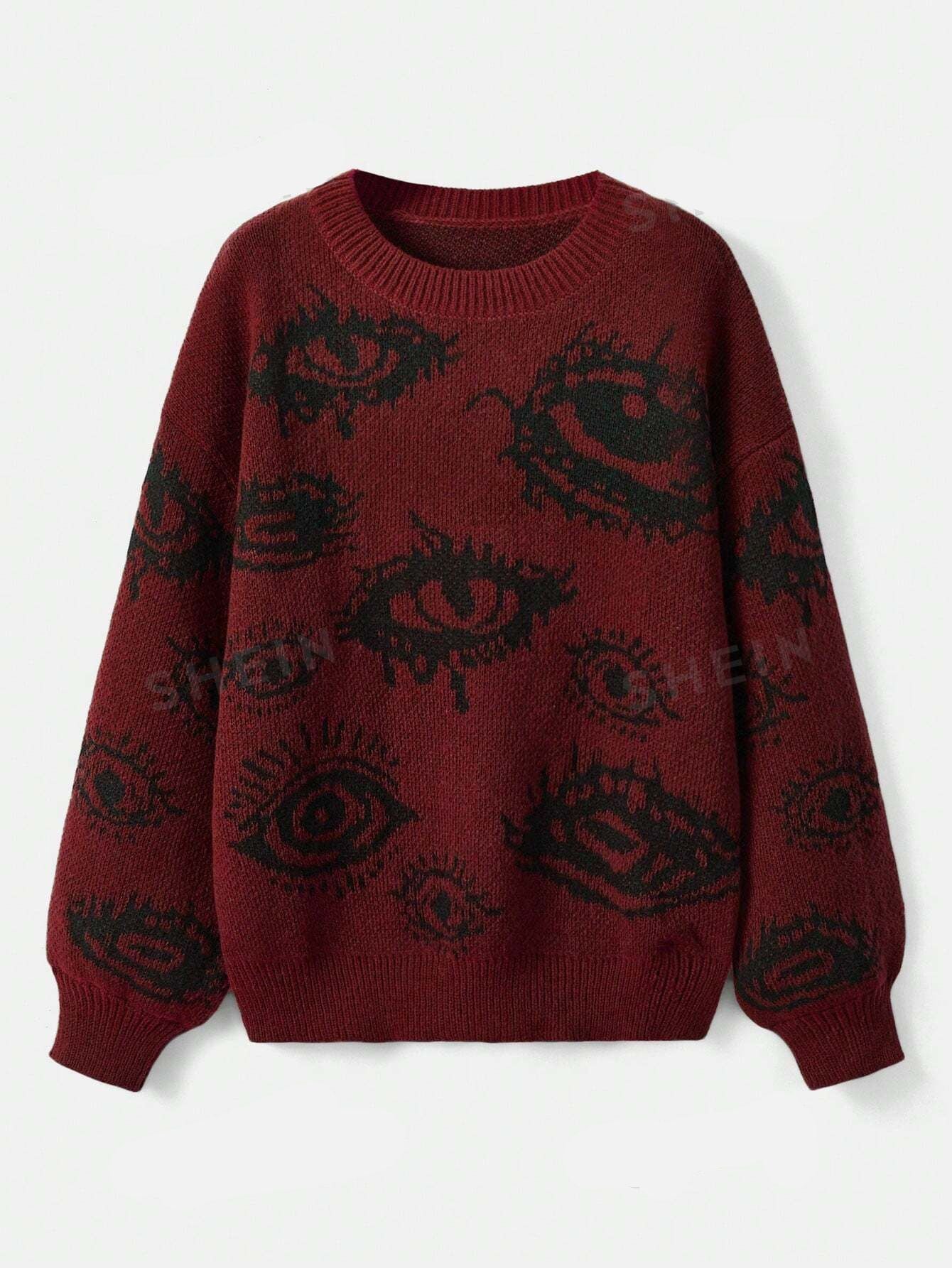 Geometric Print Loose Fit Knit Sweater
