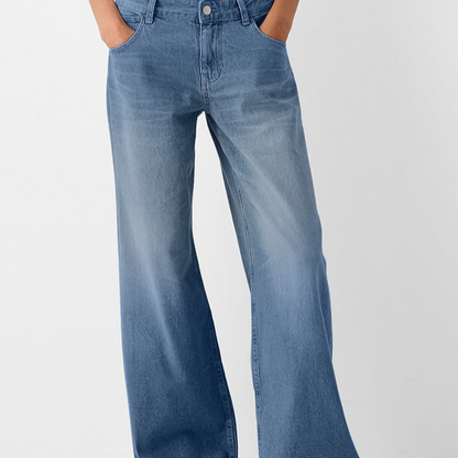 Womens High Waist Wide Leg Denim Jeans