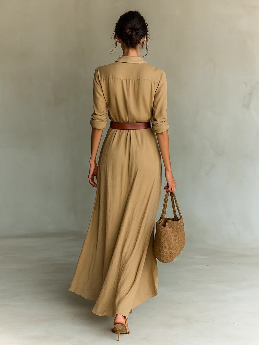 Elegant Pleated Belted Dress
