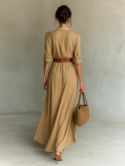 Elegant Pleated Belted Dress