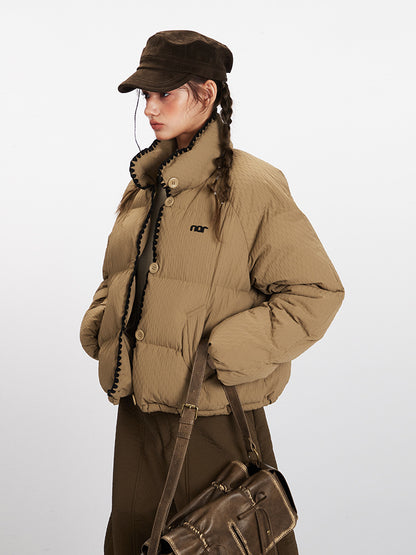 Stand Collar Drawstring Cotton Coat
