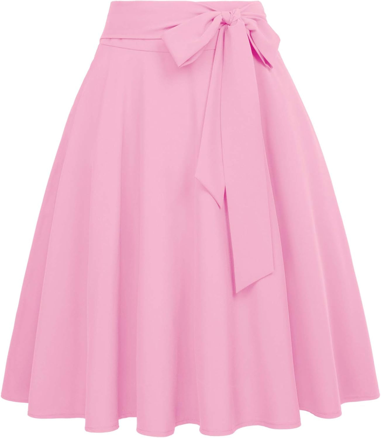 Women High Waisted a Line Skirt with Pockets | Vintage, Flare, below the Knee, Midi, Spring Summer Fall, Self-Tie Bow-Knot, Dressy Casual Skirts for Work, Business, 1950S