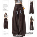 Women's retro high-waisted wide-leg curved-knife jeans