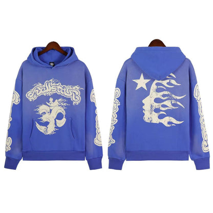 Vintage Print Hooded Sweatshirt