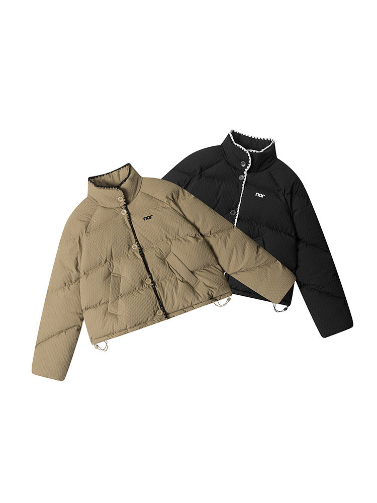 Stand Collar Drawstring Cotton Coat