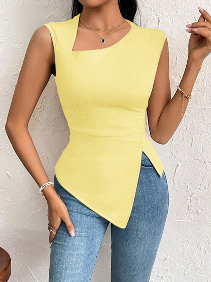 Womens Diagonal Collar Slim Tshirt