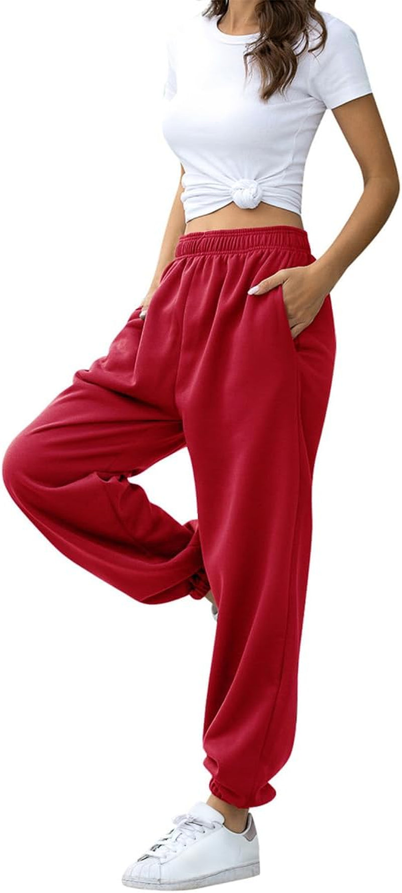 Women'S Baggy Sweatpants High Waisted Fleece Cotton Sweat Pants